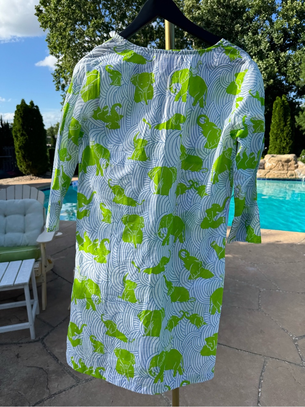 Gretchen Scott Designs Lime Green & White Elephant Print Mini Dress XS - Picture 3 of 8